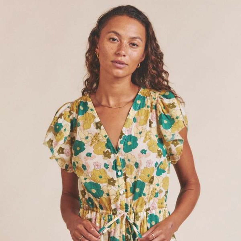 New TROVATA Kristi Dress in Bungalow Floral Green